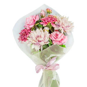 Ramo de Dalias y Rosas Artificiales de Seda - 7